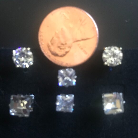 SET OF 3 CUBIC ZIRCONIA POST EARRINGS - Picture 2 of 2